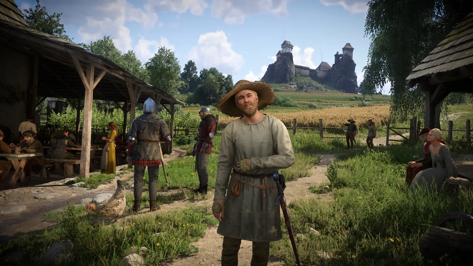 Kingdom Come Deliverance II, knights in a medieval Bohemian village